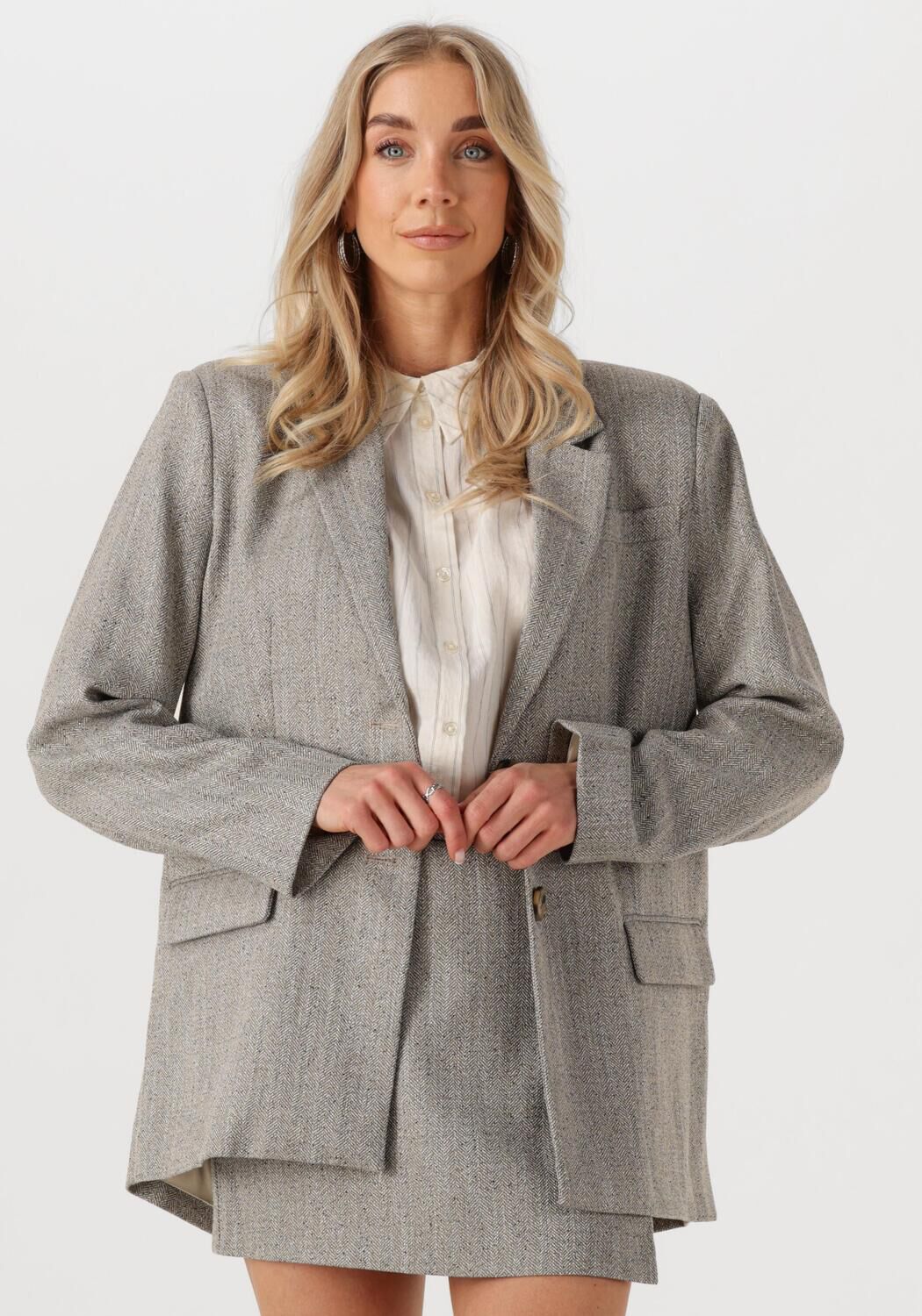 My Essential Wardrobe Elegante Blazer Jas Haver Melange Gray Dames