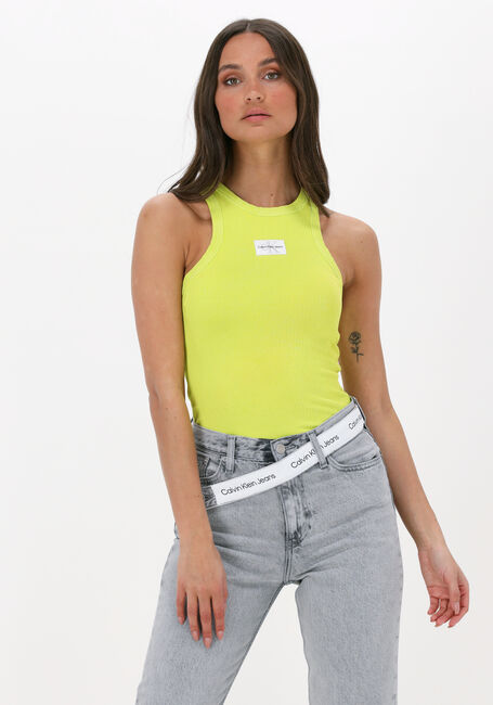 Gele CALVIN KLEIN Top ACID WASH RIB TANK TOP - large