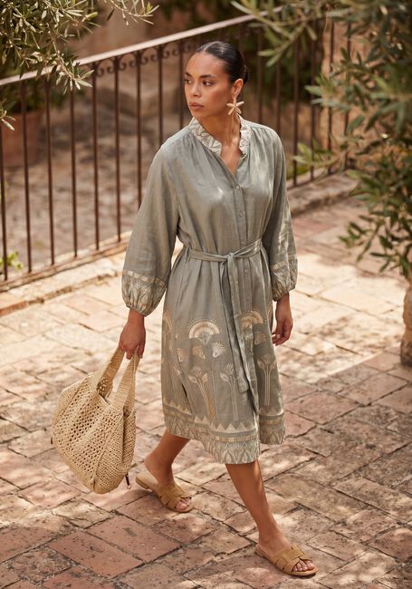 Lichtgrijze GREEK ARCHAIC KORI Midi jurk S26K-4075057 - large