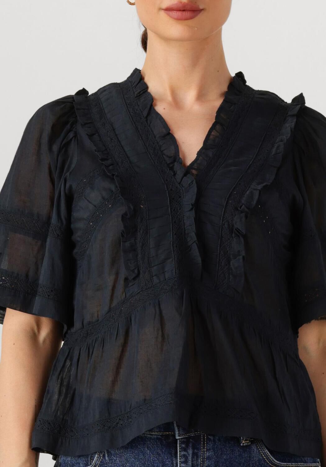 NEO NOIR Dames Blouses Evienne S Voile Top Donkerblauw