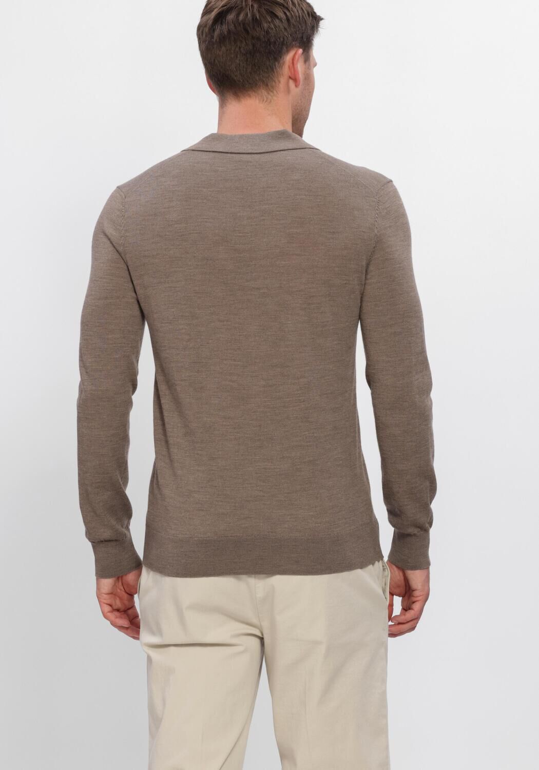 PROFUOMO Heren Truien & Vesten Polo Open Collar Ls Extrafine Merino Taupe