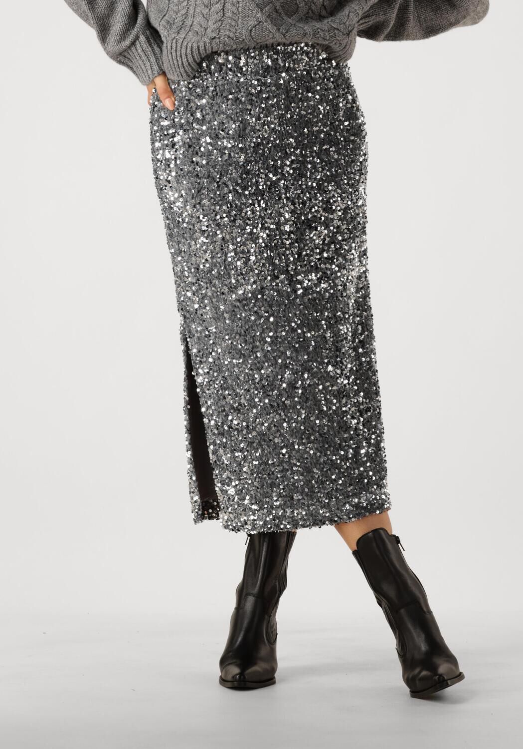 Notre-v Glanzende Zilveren Midi Rok Gray Dames