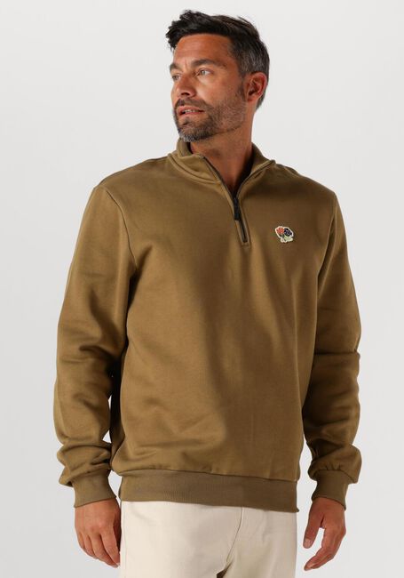 Khaki LES DEUX Trui FELIPE PATCH HALF ZIP - large