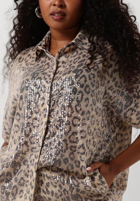 Bruine ALIX THE LABEL Blouses LADIES WOVEN ANIMAL SEQUIN OVERSIZED BLOUSE - large