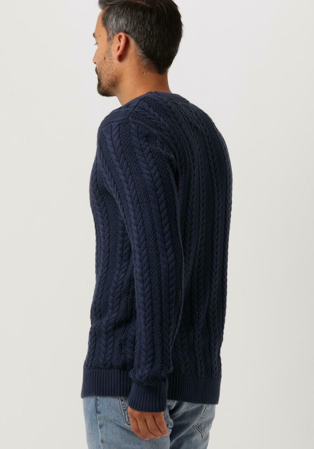 donkerblauwe tommy jeans trui tjm regular cable sweater