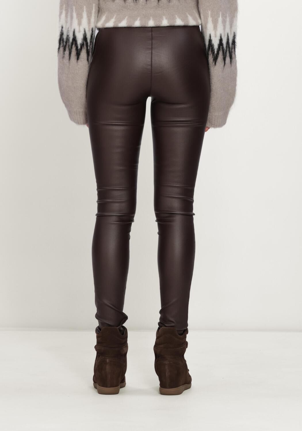 Bruine OBJECT Legging OBJBELLE MW COATED LEGGINGS - large