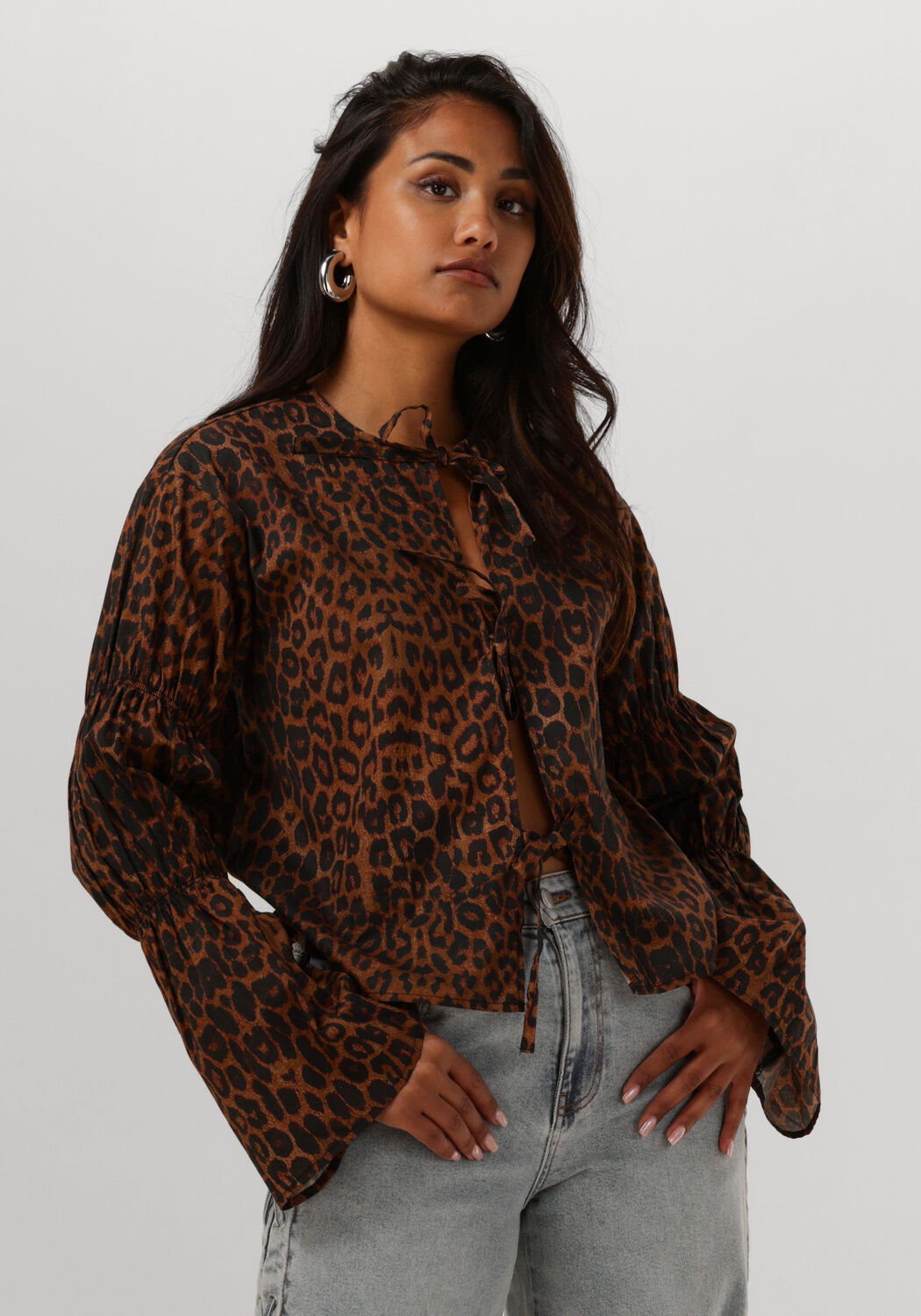 Refined Department Gemma Blouse Lange Mouw Stijlvolle Top Brown Dames