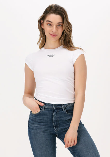 Witte CALVIN KLEIN T-shirt STACKED LOGO TIGHT TEE - large