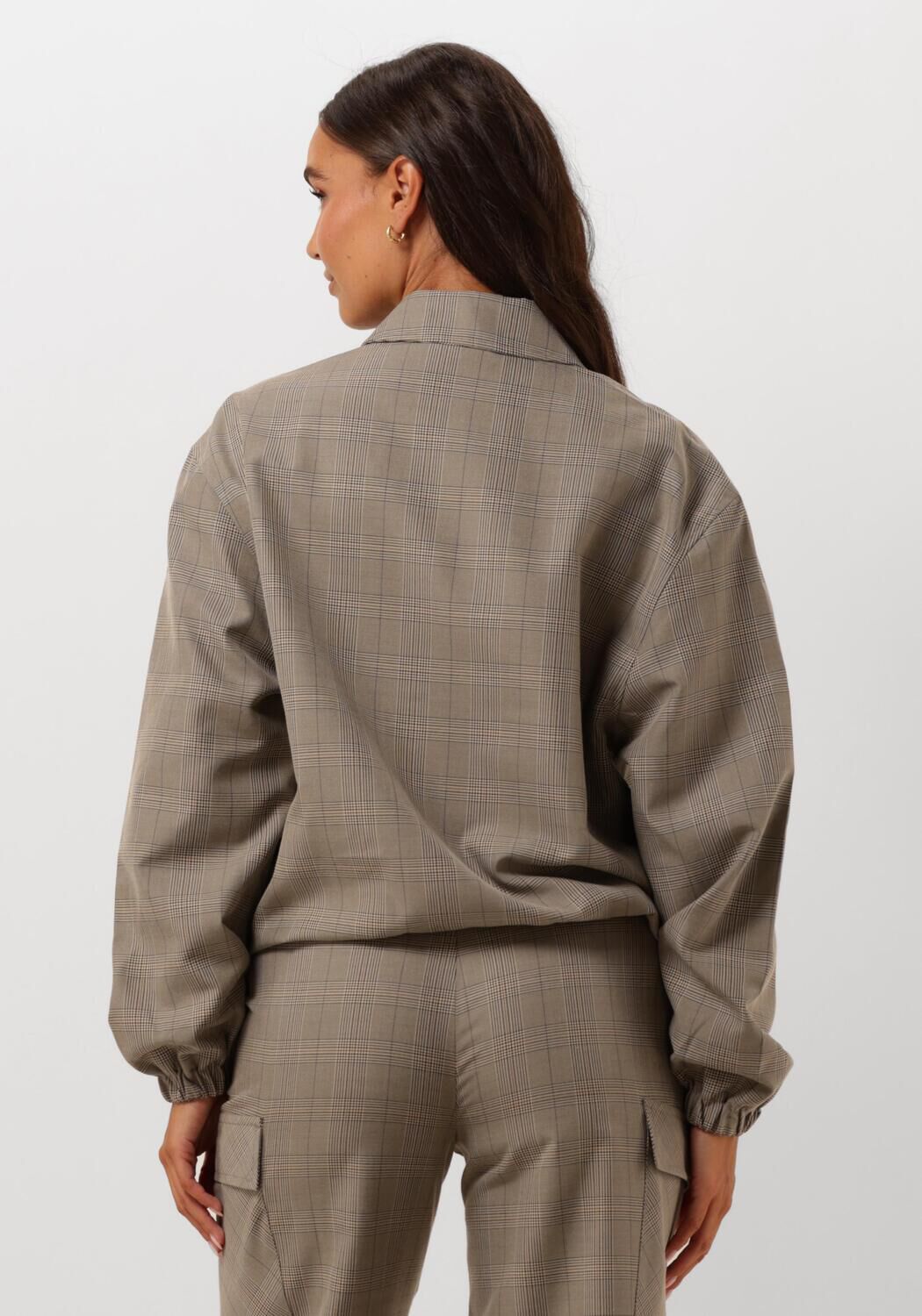 ALIX THE LABEL Dames Jassen Ladies Woven Check Bomber Camel