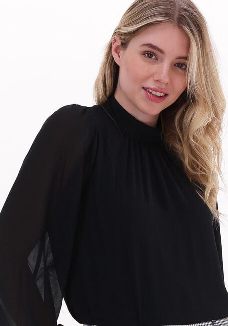 Zwarte OBJECT Blouses MILA L/S HIGH NECK TOP - large