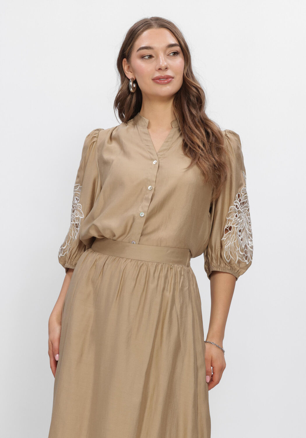 Camel NUKUS Blouses ROSIE BLOUSE EMBRODERY - large