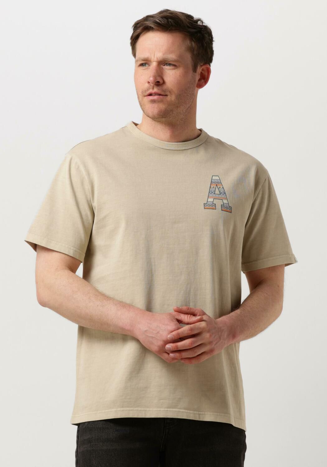 ANERKJENDT Heren Polo's & T-shirts Akkikki S s Print Tee Beige