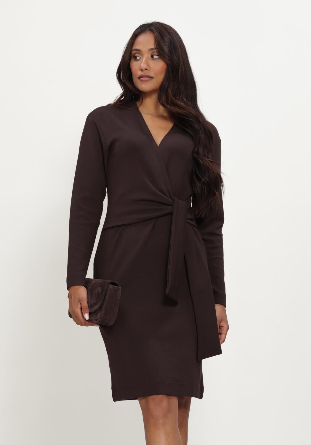 Bruine INWEAR Midi jurk AGGIEIW VINCENT KNOT DRESS - large