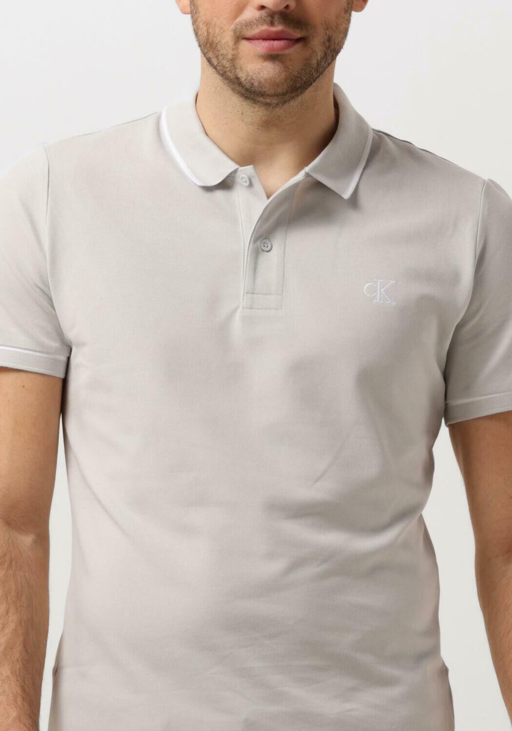 CALVIN KLEIN Heren Polo's & T-shirts Tipping Slim Polo Lichtgrijs