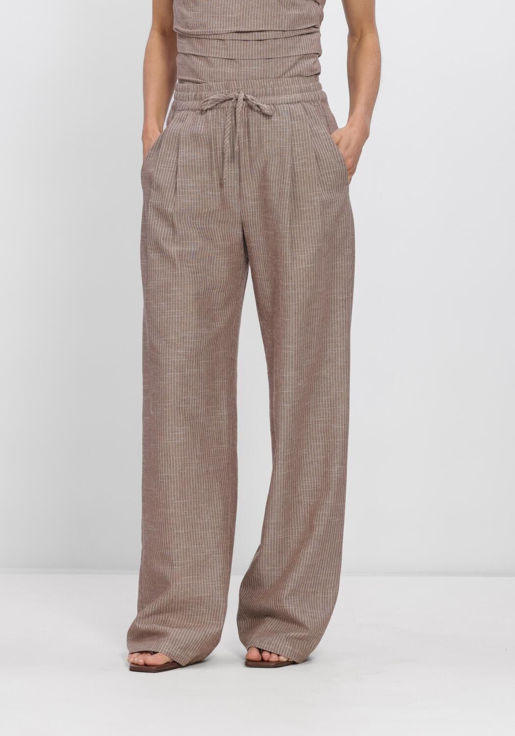 Zand CO'COUTURE Wijde broek JIHOCC STRIPE LL PANT - large