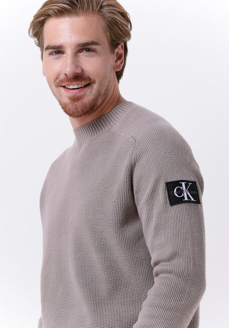 Taupe CALVIN KLEIN Sweater MONOLOGO BADGE SWEATER - large