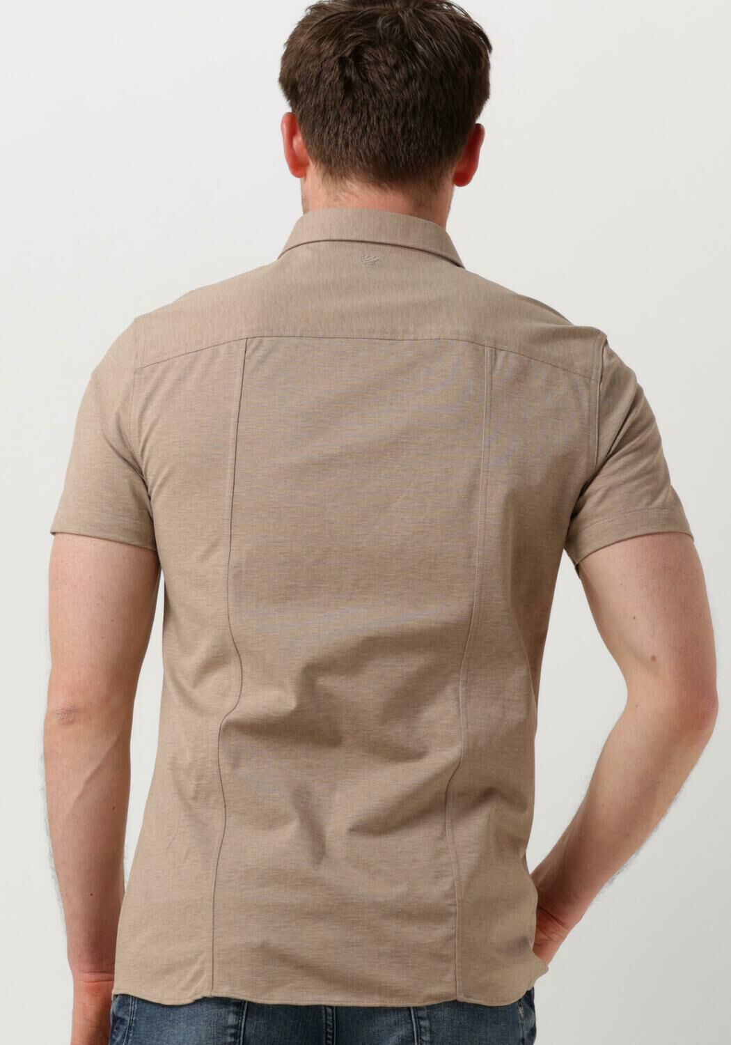 PURE PATH Heren Overhemden Pique Shortsleeve Button Up Shirt Zand