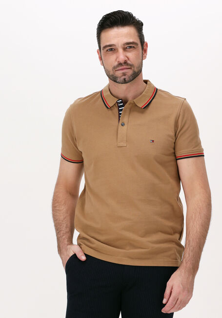 Khaki TOMMY HILFIGER Polo TIPPED HILFIGER PLACKET SLM POLO - large