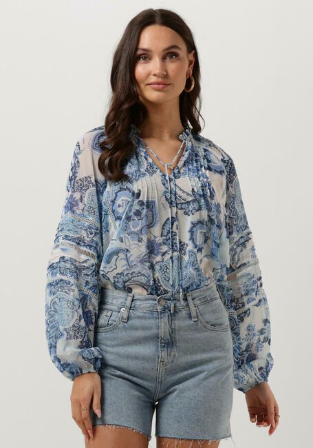 Blauwe GUESS Blouses LS GILDA TRIM TOP - large