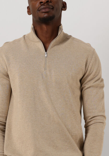 Beige SELECTED MEN Trui SLHBERG HALF ZIP CARDIGAN NOOS - large