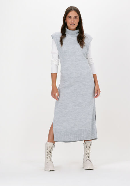 Grijze NA-KD Midi jurk PADDED HIGH NECK MIDI DRESS - large
