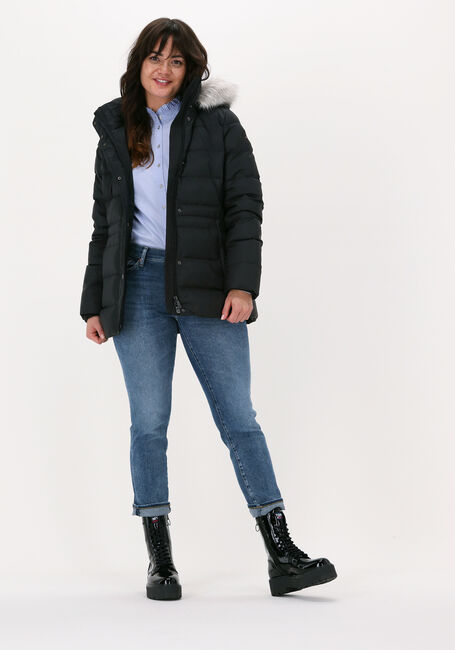 Zwarte TOMMY HILFIGER Gewatteerde jas TH ESS TYRA DOWN JKT WITH FUR - large