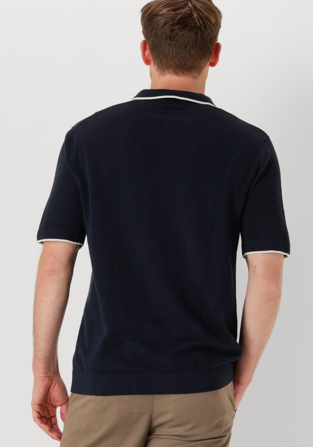 SELECTED HOMME Heren Polo's & T-shirts Slhfave Sport Zip Ss Polo Noos Donkerblauw