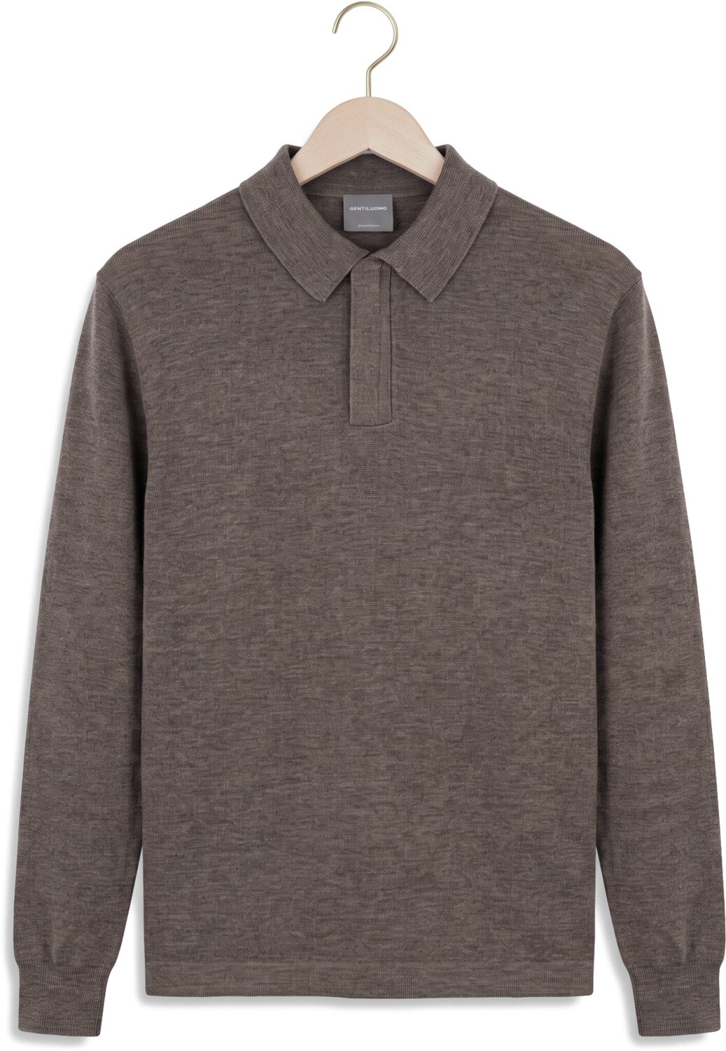 GENTILUOMO Heren Truien & Vesten Polo Zip Ls Taupe