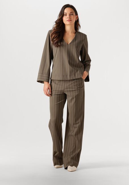 Khaki STUDIO ANNELOES Wijde broek Marilon stripe trousers - large