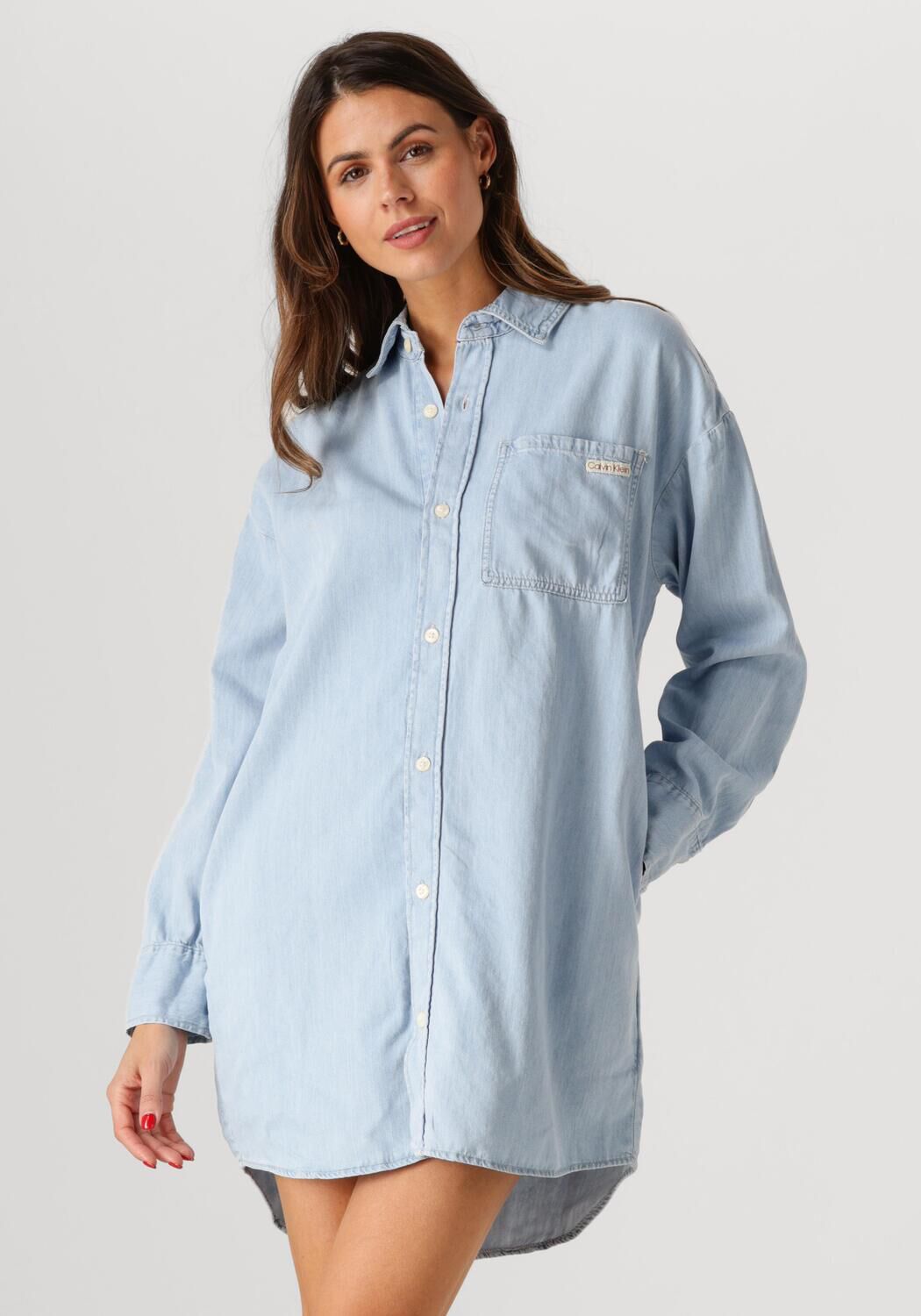 CALVIN KLEIN Dames Jurken Tencel Loose Shirt Denim Dress Lichtblauw