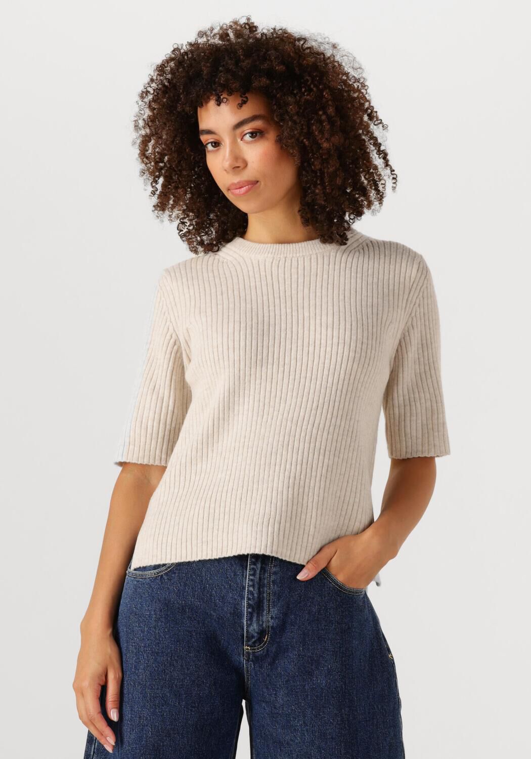 OBJECT Dames Truien & Vesten Objelva 2 4 Re O-neck Knit Beige