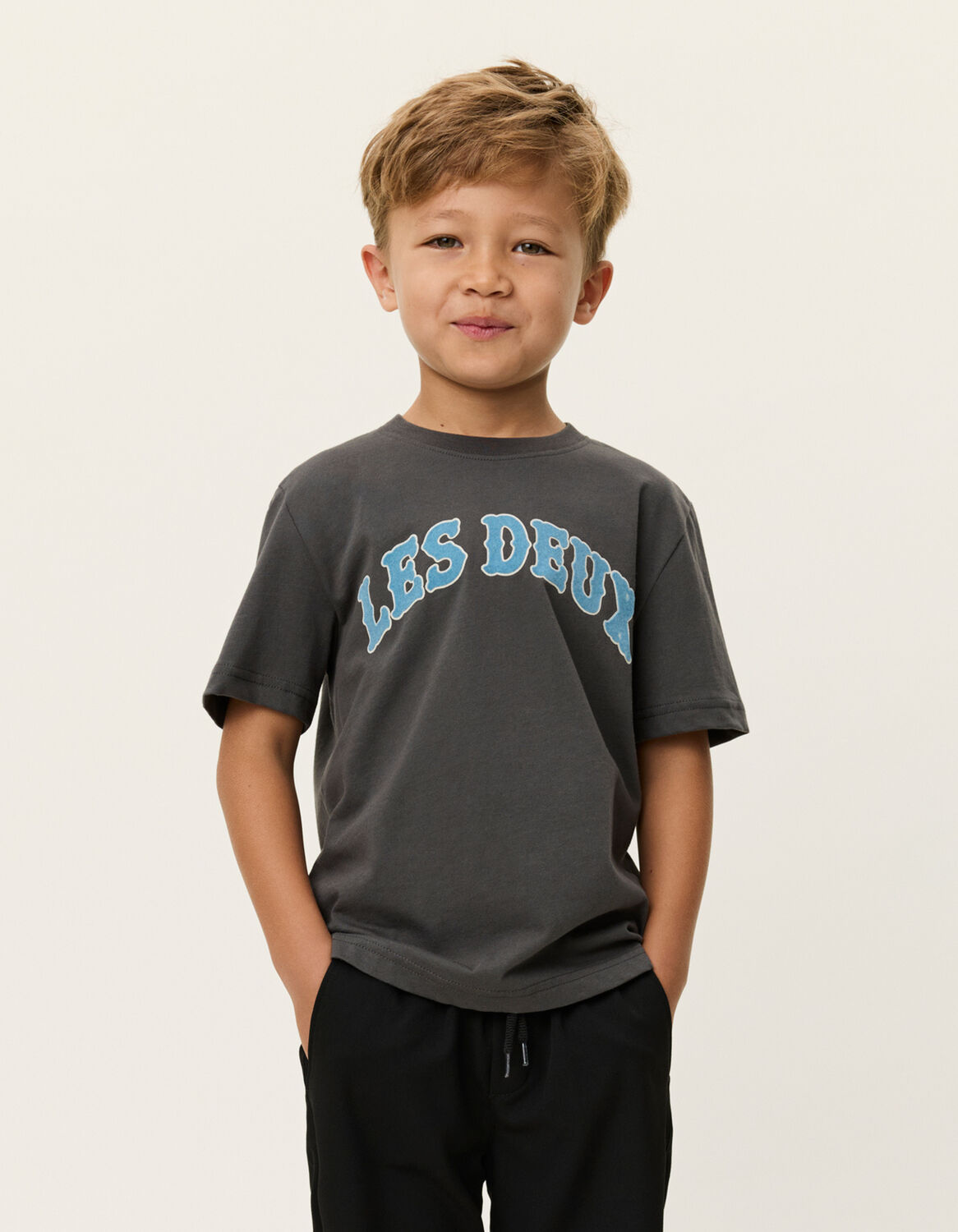 Donkergrijze LES DEUX T-shirt BRADY WESTERN T-SHIRT - large