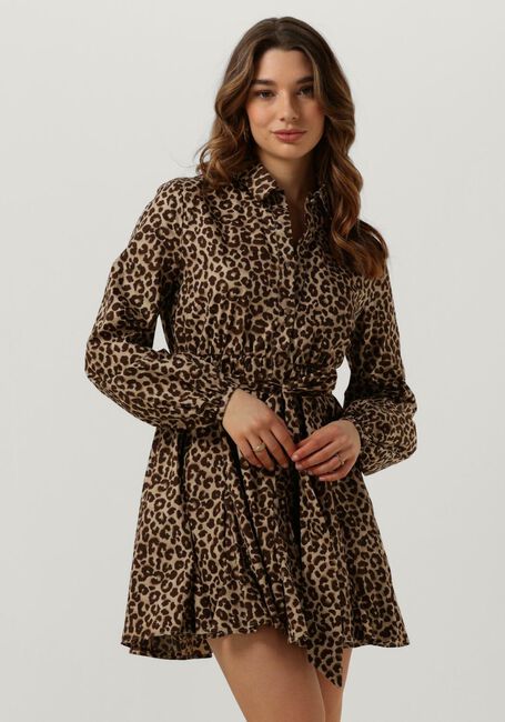 Bruine COLOURFUL REBEL Mini jurk MINON LEOPARD MINI DRESS - large
