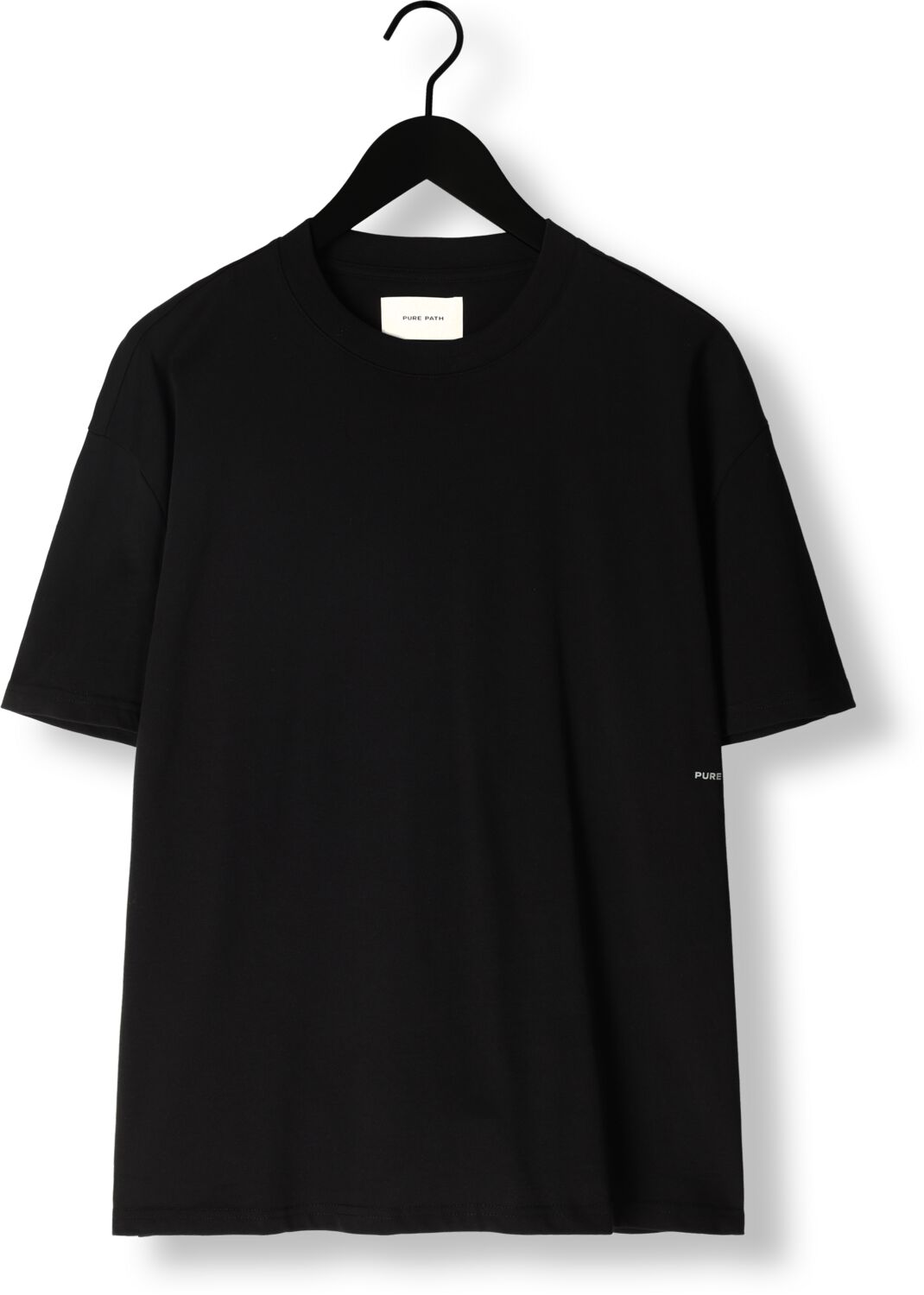 PURE PATH Heren Polo's & T-shirts Tshirt With Back Print And Small Frontprint Zwart
