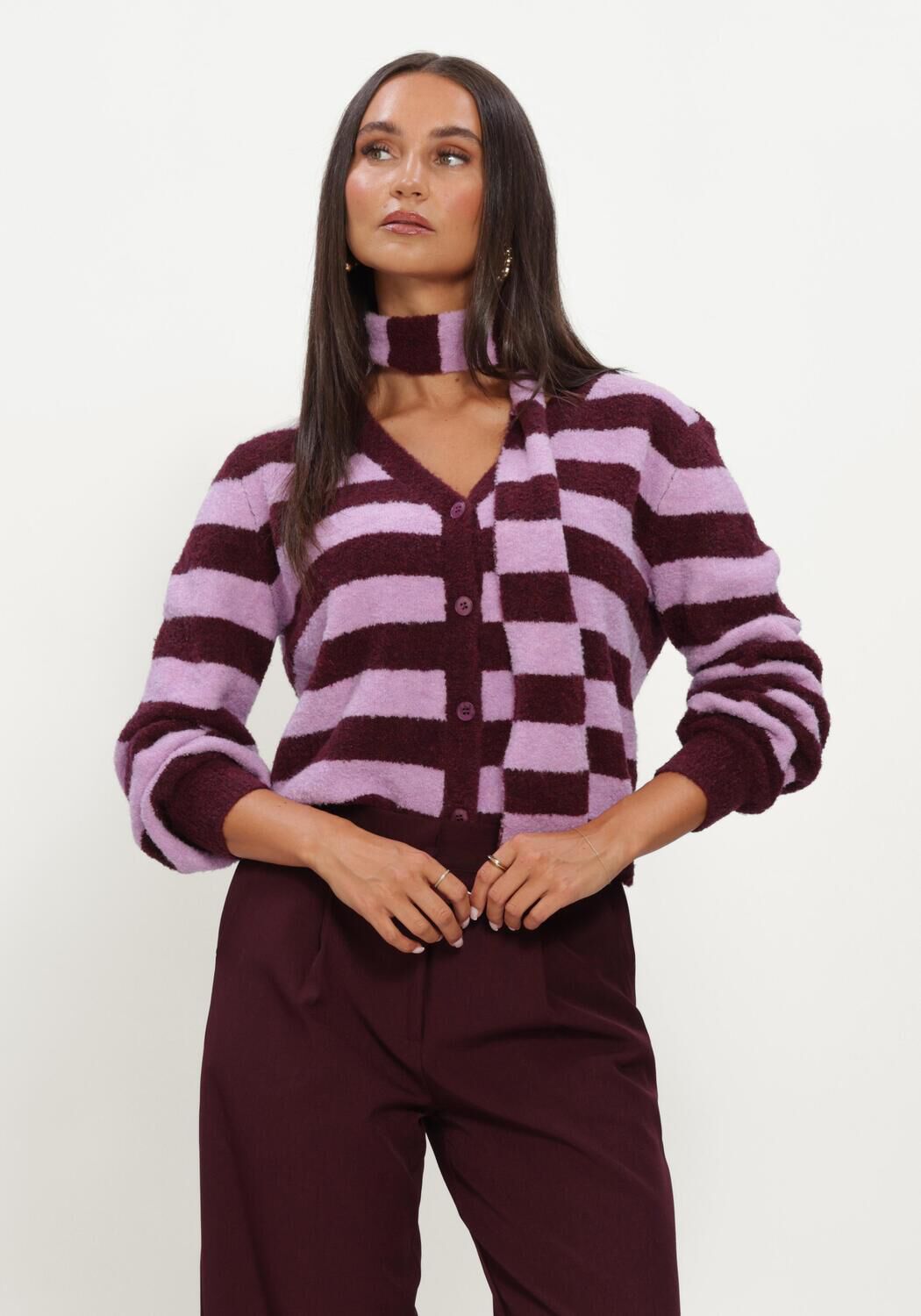 Paarse YDENCE Trui CARDIGAN FELICITY - large