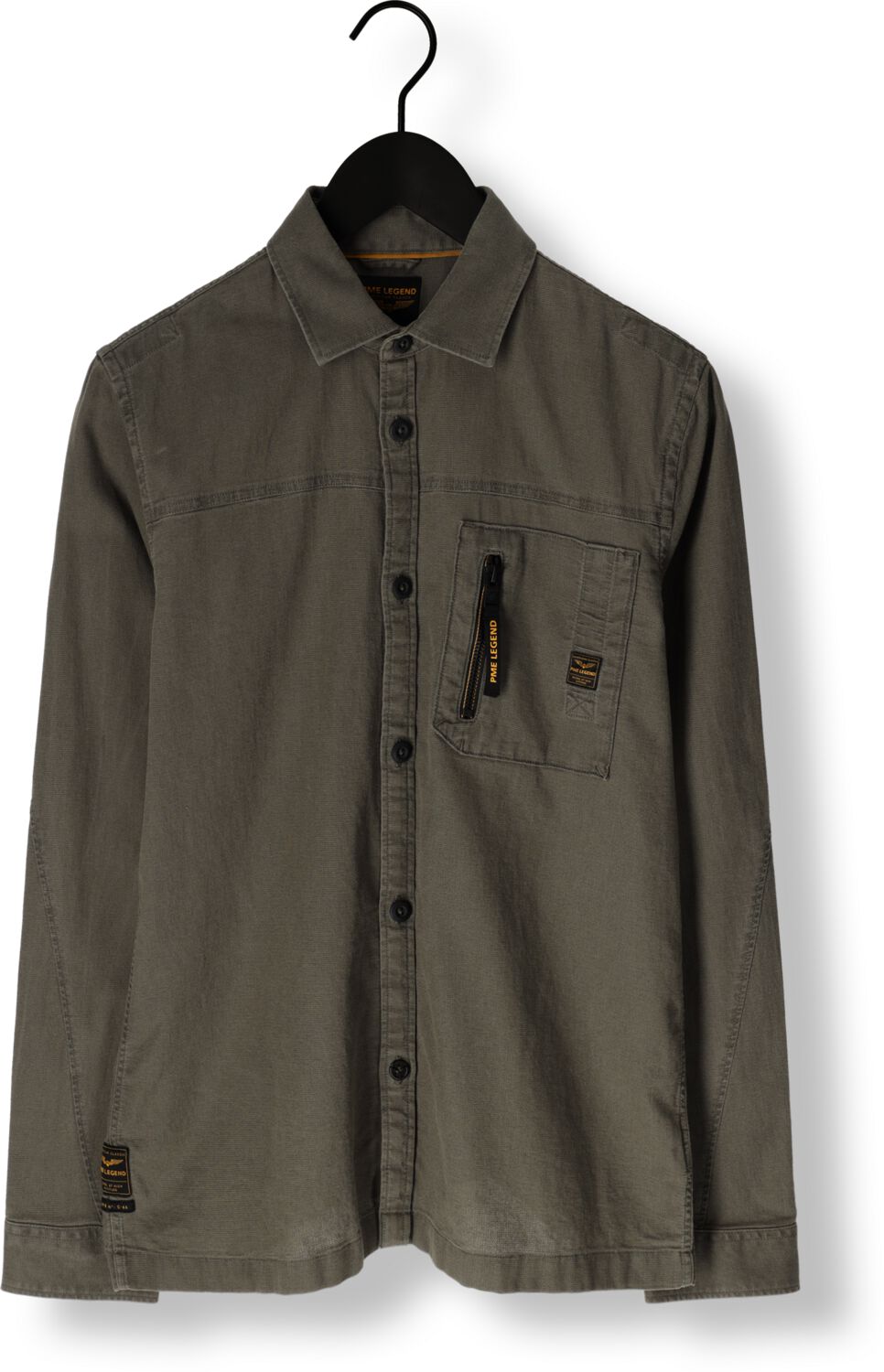 PME LEGEND Heren Overhemden Long Sleeve Shirt Mattweave Groen