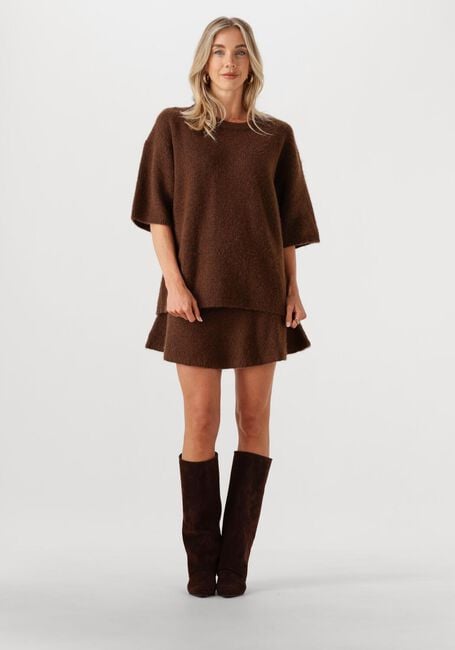 Bruine EDITED Minirok ADALEE WOOL KNIT SKIRT - large