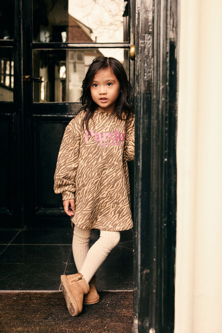 Beige DAILY7 Mini jurk SWEAT DRESS LONGSLEEVE ANIMAL - large