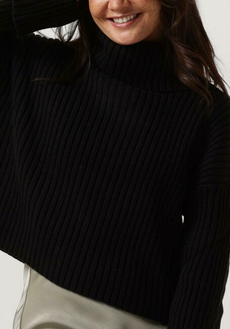 Zwarte NEO NOIR Coltrui BENSON CROPPED KNIT BLOUSE - large