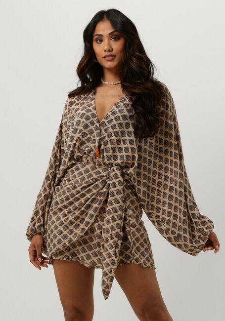 Beige SISSEL EDELBO Mini jurk KATHLEEN SHORT WRAP DRESS - large