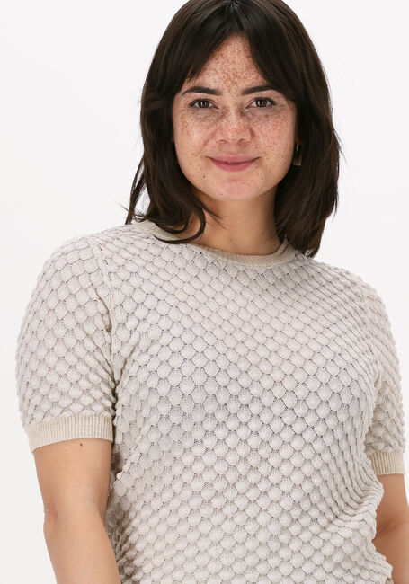 Beige SUMMUM Top SHORT SLEEVE SWEATER COTTON SH - large