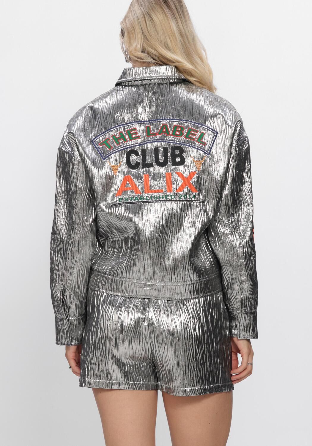 Zilveren ALIX THE LABEL Jassen LADIES WOVEN SILVER ARTWORK JACKET - large