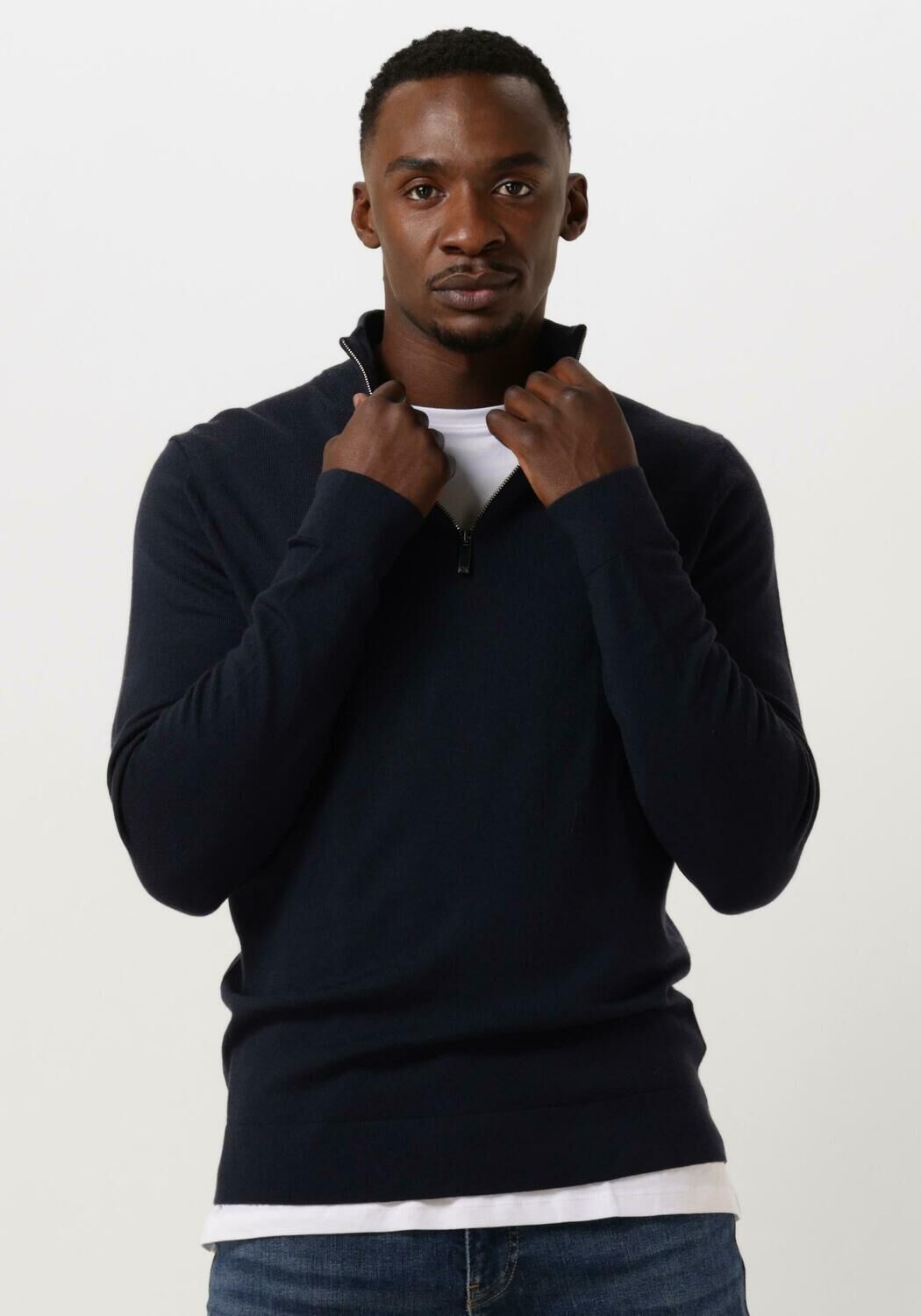 CALVIN KLEIN Heren Truien & Vesten Merino Quarter Zip Donkerblauw
