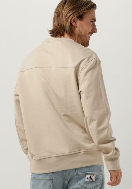 Beige CALVIN KLEIN Sweater MONOLOGO WASHED CREW NECK - large