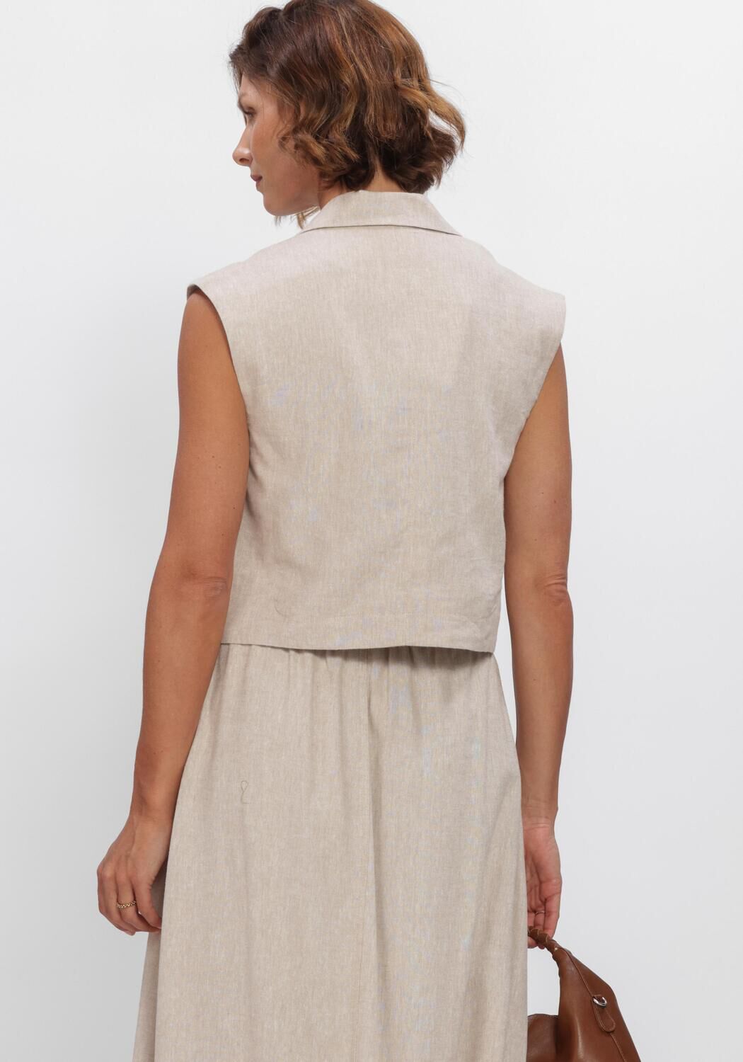 Beige Y.A.S. Gilet YASUSUMA SHORT LINEN BLEND WAISTCOAT - large