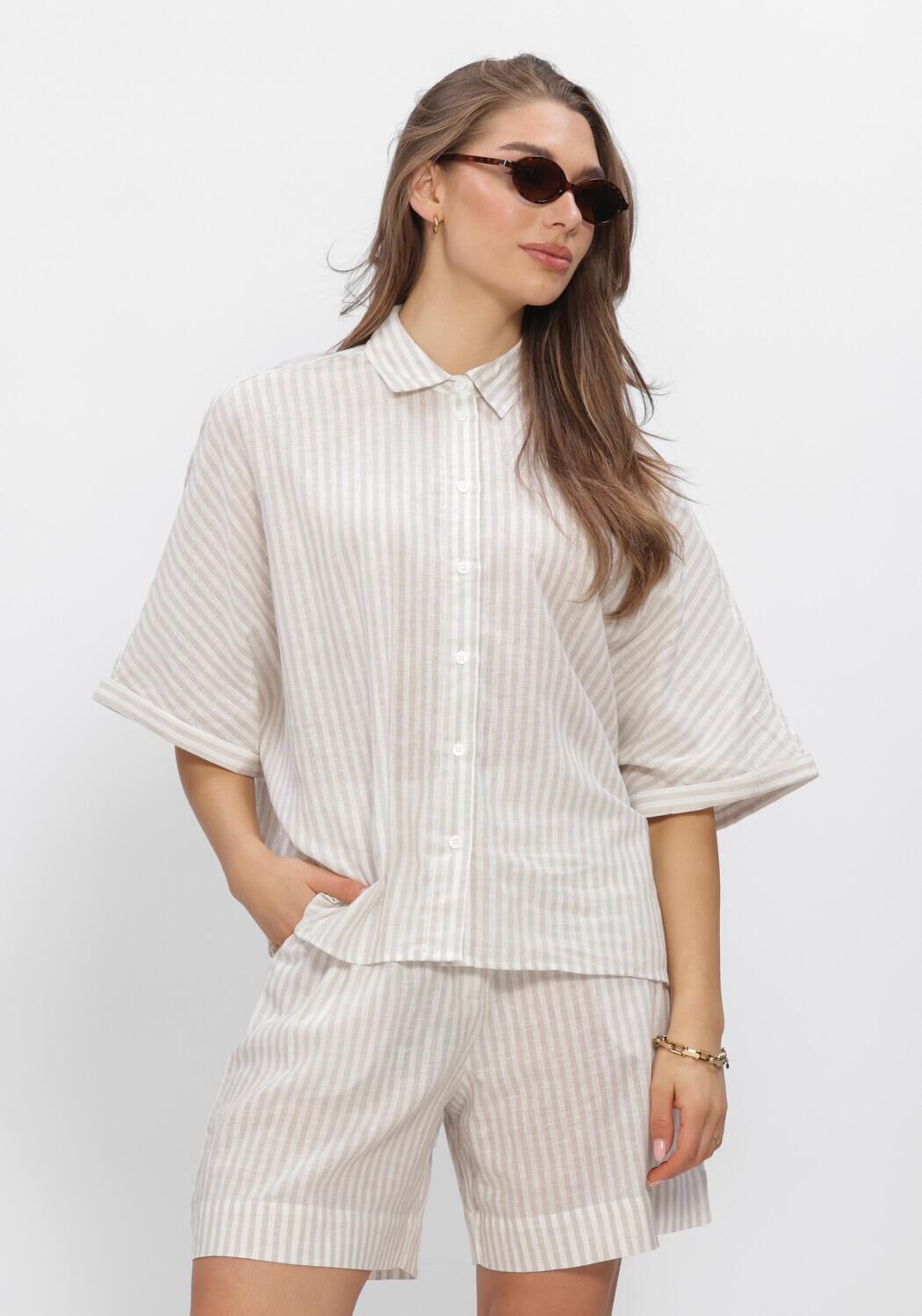 Grijze WITHBLACK Blouses WBLBIANCA BATSLEEVE SHIRT - large