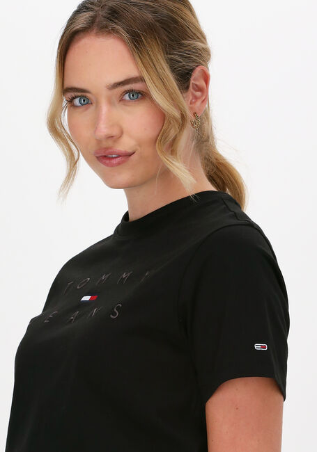 Zwarte TOMMY JEANS Top TJW CROP DRAWCORD TONAL 3 TEE - large
