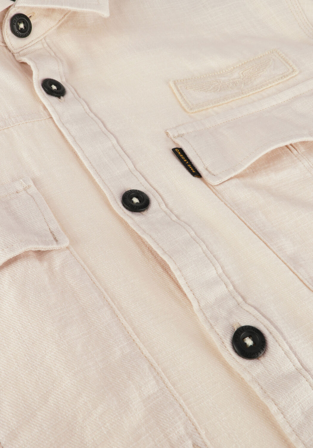 Gebroken wit PME LEGEND Casual overhemd SHORT SLEEVE SHIRT CTN SLUB - large