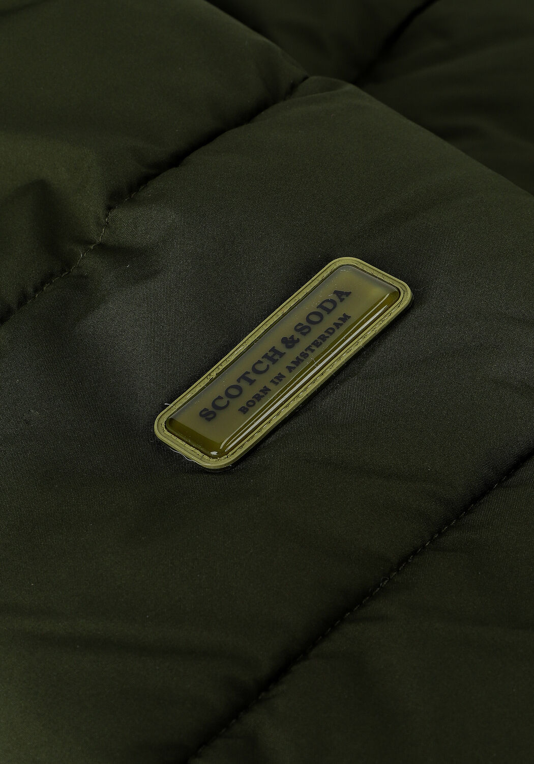 Groene SCOTCH & SODA Gewatteerde jas 163250 - HOODED WATER-REPELLEN - large