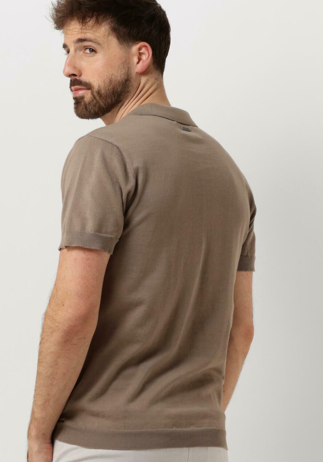 PURE PATH Heren Polo's & T-shirts Knit Polo With Chestprint Taupe